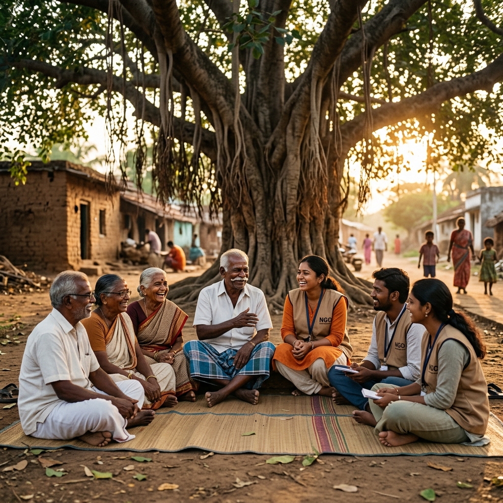 Indian rural community welfare gathering